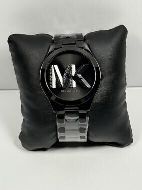 Michael Kors Slim Runway MK4734 MK Logo Dial Black Crystals Women’s Watch